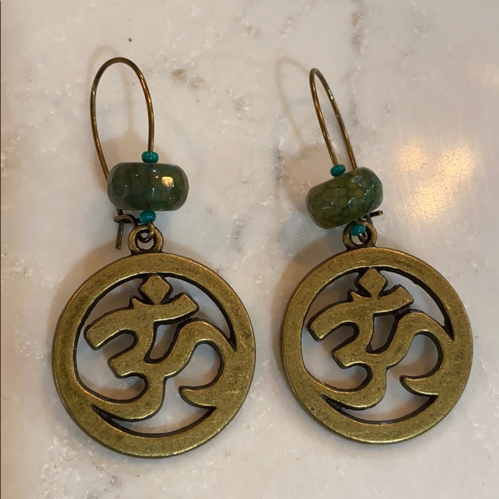 Om Yoga Namaste Earrings bronze